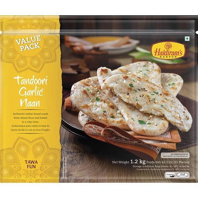 Haldiram's Frozen Tandoori Garlic Naan 15pcs